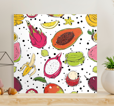Quadro Decorativo para cozinha Esboçar frutas exóticas - TenStickers
