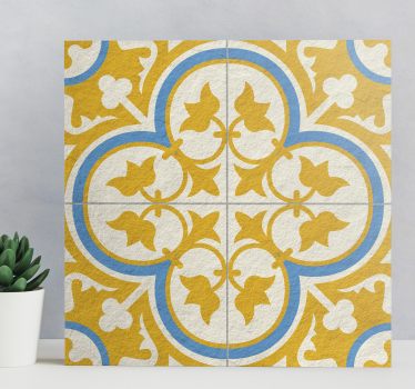 Quadro vintage azulejo hidráulico amarelo - TenStickers