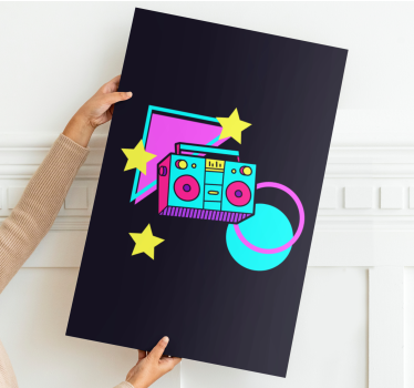 Quadro Decorativo vintage Boombox colorido estilo anos 80 com for - TenStickers