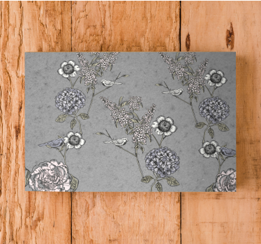 Quadro Decorativo vintage Galhos vintage cinza com pássaros - TenStickers