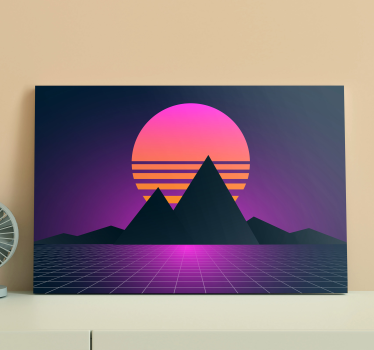 Quadro vintage paisagem montanhosa de ondas sintéticas - TenStickers