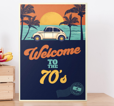 Quadro vintage pôster retrô à beira-mar - TenStickers