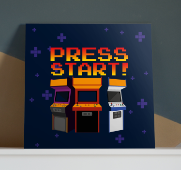 Quadro Decorativo vintage Pressione start máquinas de arcade - TenStickers