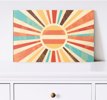Quadro Decorativo vintage Raios de sol retrô coloridos - TenStickers