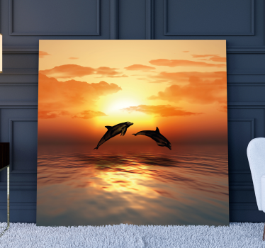 Quadro em 3D 3d delfines nadando - TenStickers