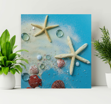 Quadro em 3D Estrela do mar na areia colorida - TenStickers