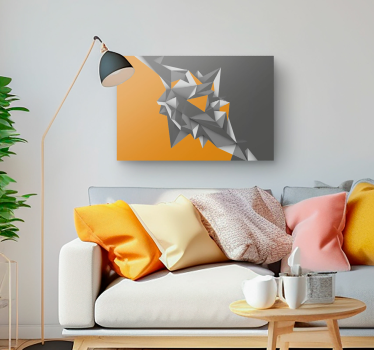 Quadro em 3D Formas abstratas geométricas cinza e laranja - TenStickers