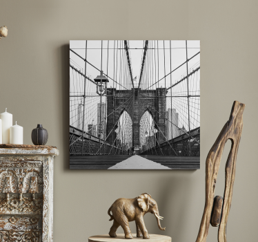 Quadro em 3D Ponte do brooklyn preto e branco - TenStickers