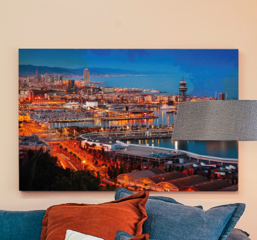 Quadro em 3D Vistas de barcelona à noite - TenStickers