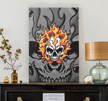 Quadro frase caveira com chamas - TenStickers