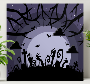 Quadro frase cena de cemitério assustadora - TenStickers