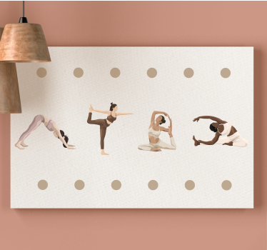 Quadro frase sequência de poses de yoga - TenStickers
