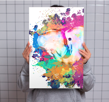 Quadro geométrico Elefante de cores vivas - TenStickers