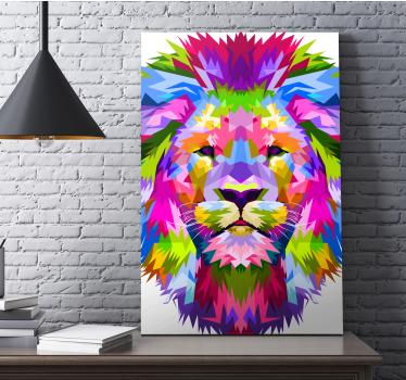 Quadro geométrico Leão cores vivas - TenStickers