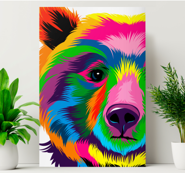 Quadro geométrico Urso colorido - TenStickers