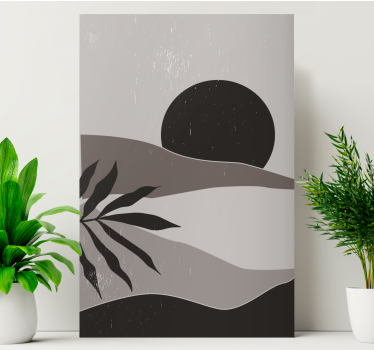 Quadro Decorativo abstrato paisagem cinza pôr do sol - TenStickers