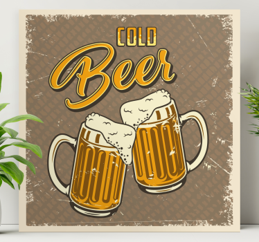 Quadro para bar Efeito sujo retro cerveja gelada - TenStickers