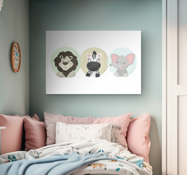 Quadro para quarto bebê Conjunto de animais - TenStickers