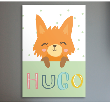 Quadro para quarto bebê Raposa nórdica com nome - TenStickers