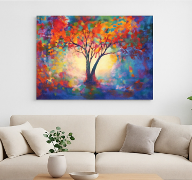 Quadro decorativo para sala árvore da vida multicolorida - TenStickers