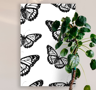 Quadro para sala Asa de borboleta preta e branca - TenStickers