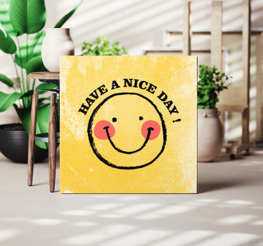 Quadro para sala Rosto sorridente "tenha um bom dia" - TenStickers