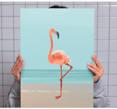 Quadro sala de casamento Foto de flamingo na areia - TenStickers
