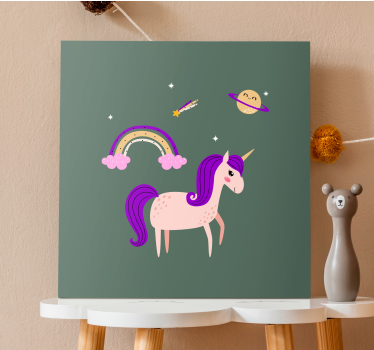 Quadro unicórnio aventura dos sonhos - TenStickers
