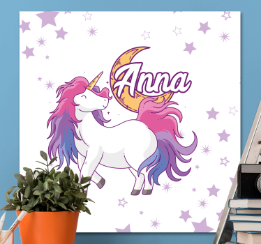 Quadro unicórnio com estrelas - TenStickers