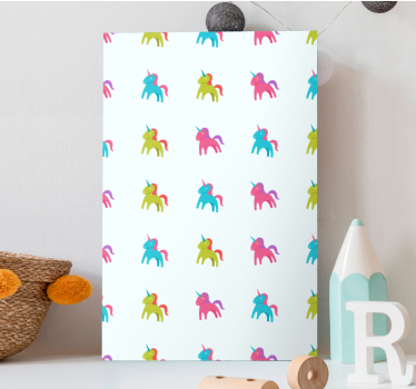 Quadro unicórnio com padrão colorido de unicórnios - TenStickers
