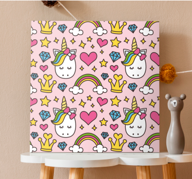 Quadro unicórnio com padrão fofo de unicórnio - TenStickers
