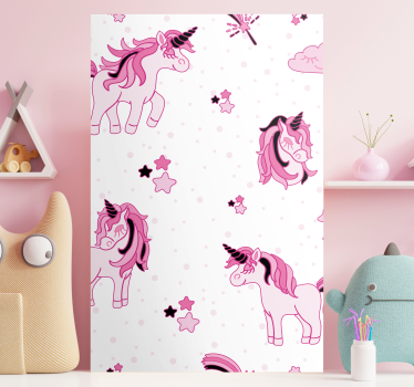 Quadro unicórnio com padrões fofos de unicórnio - TenStickers