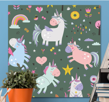 Quadro unicórnio desfile mágico de unicórnios - TenStickers