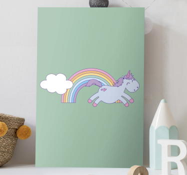Quadro unicórnio pulando feliz - TenStickers