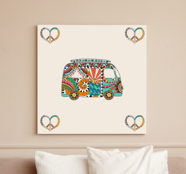Quadro vintage com padrão de vans coloridas - TenStickers