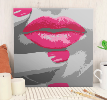 Quadro vintage detalhe de lábio rosa - TenStickers