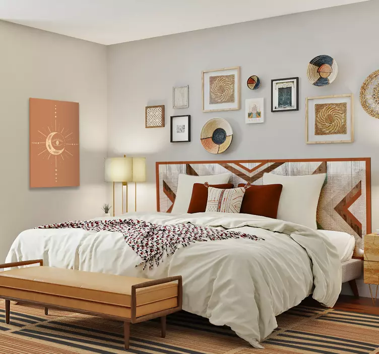 Autocolante cabeceira design com padrões geométricos - TenStickers