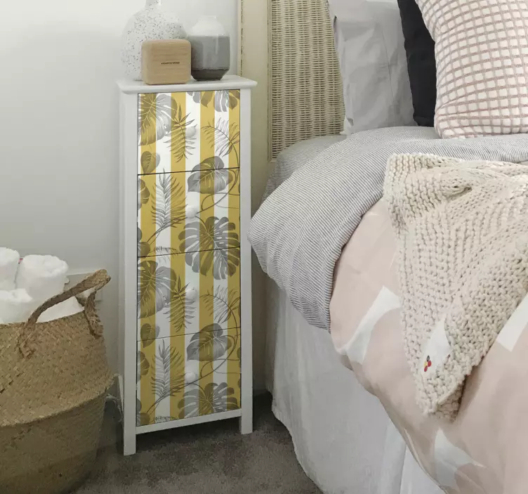 Foto mural floral verde, amarelo e branco - TenStickers