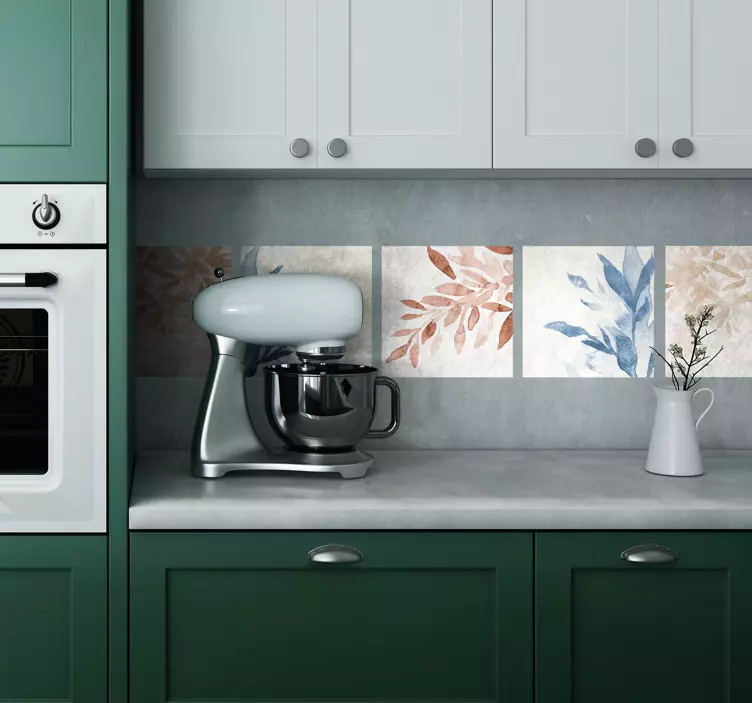 Autocolante azulejos padrão floral em aquarela - TenStickers