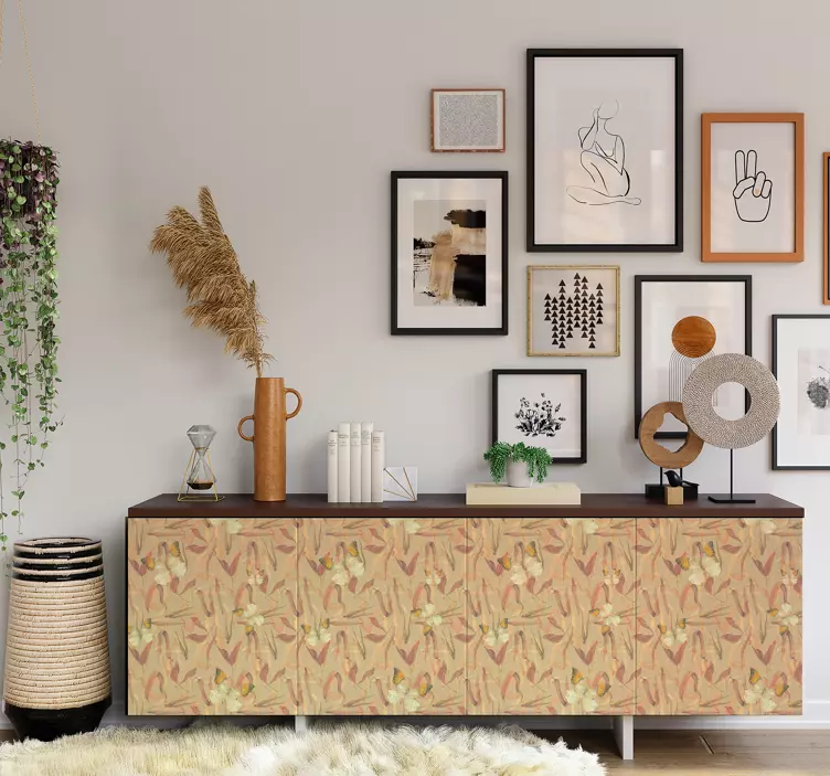 Autocolante para móveis padrão de flores de outono - TenStickers