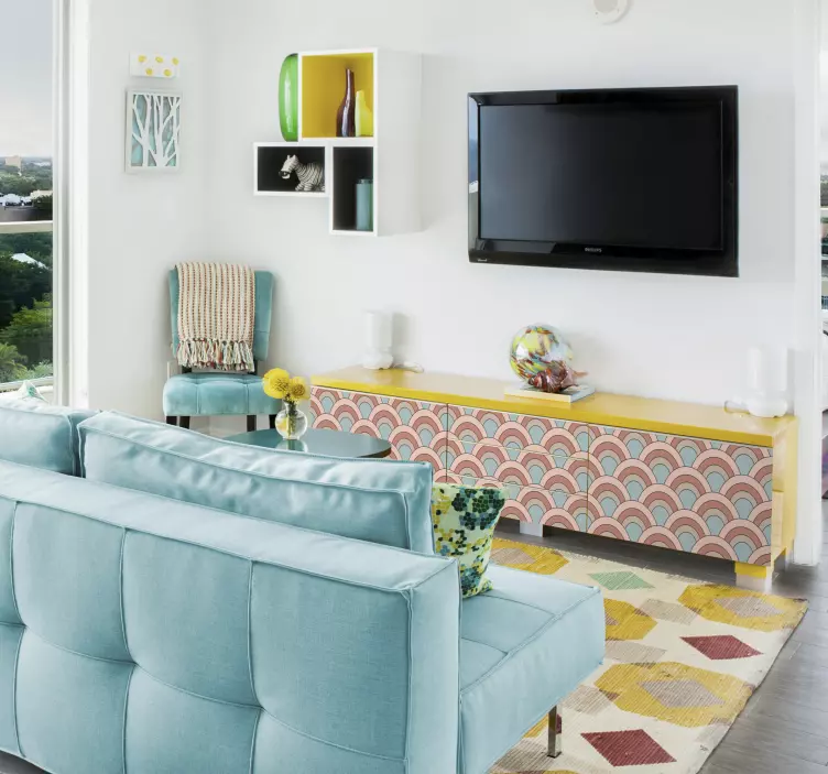 Autocolante para móveis ondas de padrão curvo - TenStickers