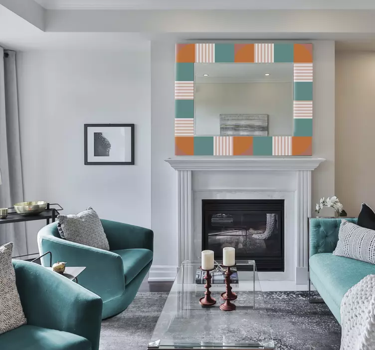 Autocolante animal moldura geométrica colorida - TenStickers