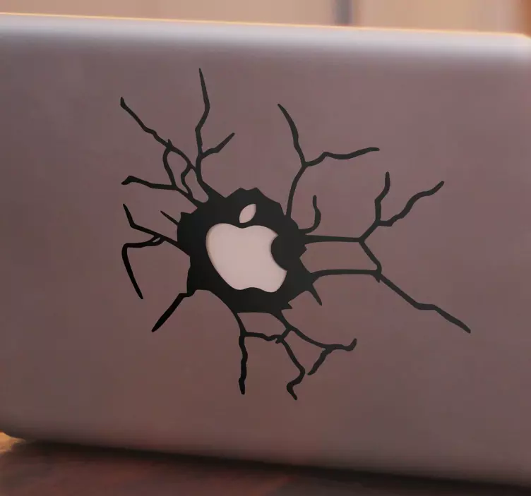 Autocolante maçã Macbook efeito rachado - TenStickers