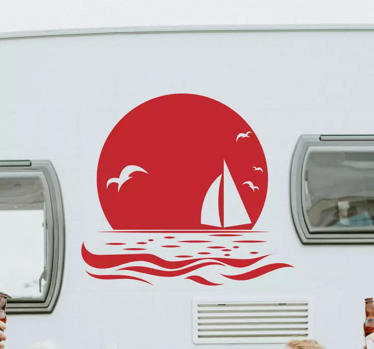 Autocolantes marítimos Pôr do sol na praia autocaravana - TenStickers