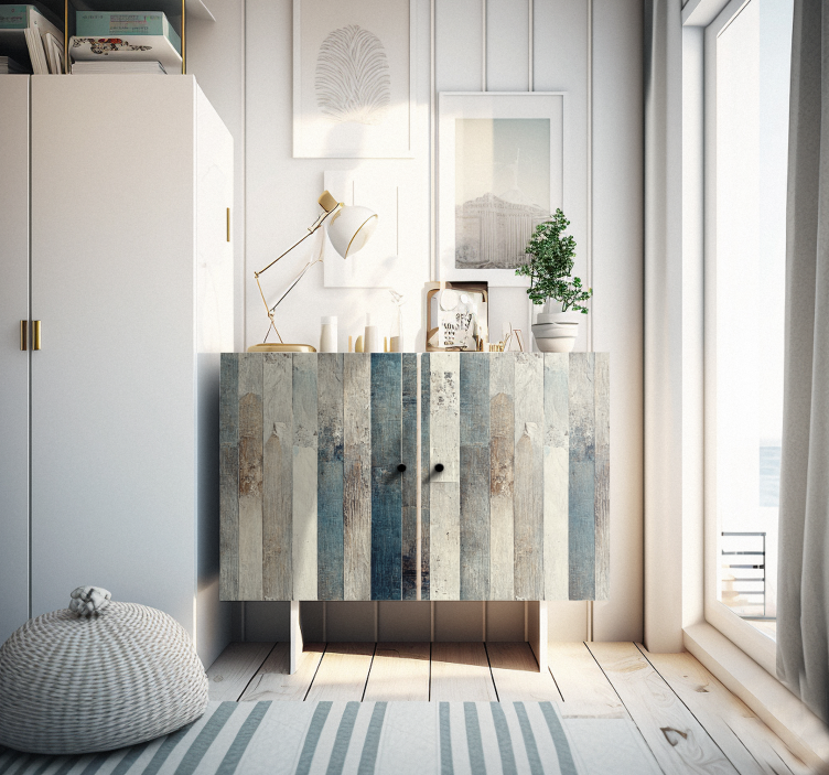 Autocolante madeira envelhecida tons azuis - TenStickers