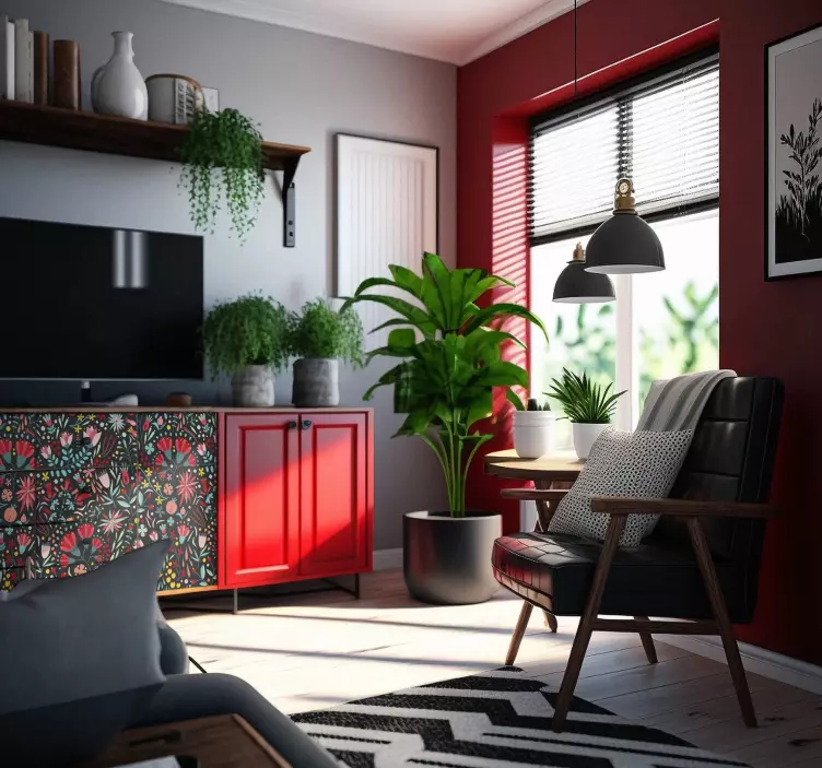 Autocolantes para móveis Flores multicoloridas com bainha - TenStickers