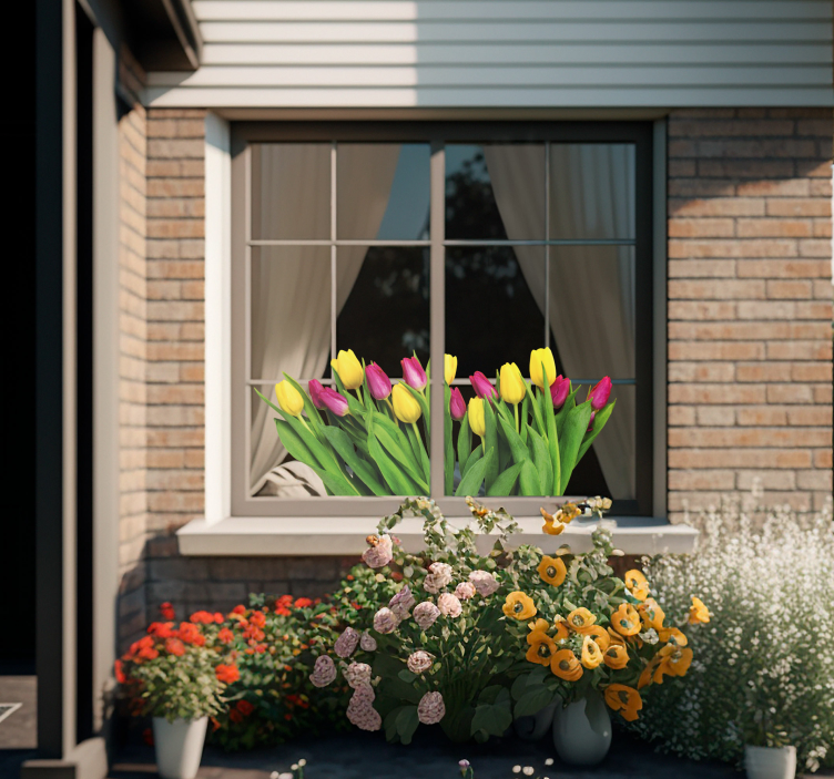 Autocolantes para janelas ramo de tulipas - TenStickers