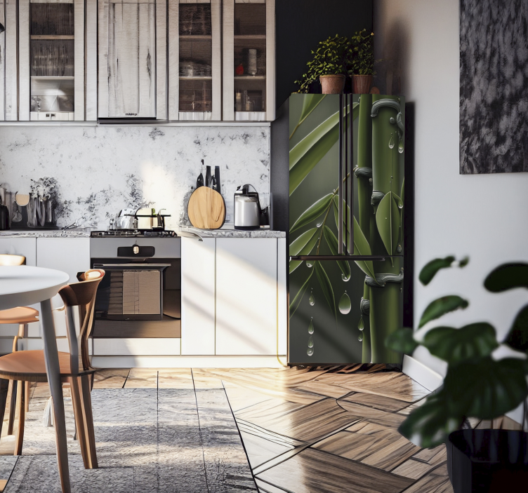 Autocolante frigorífico de bambu com pingos - TenStickers