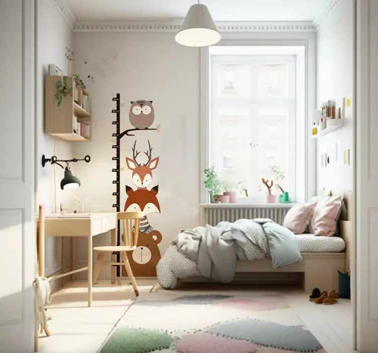 Adesivo infantil medidor animais de bosque - TenStickers