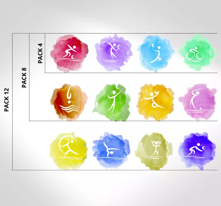 Autocolante desporto Ícones atletas coloridos - TenStickers